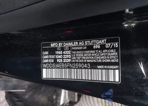 2015 Mercedes-Benz Cla 250 из США, поврежденный, VIN WDDSJ4EB5FN259043